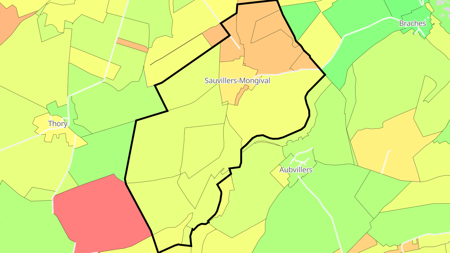 Carte des prix de l'immobilier Sauvillers-Mongival