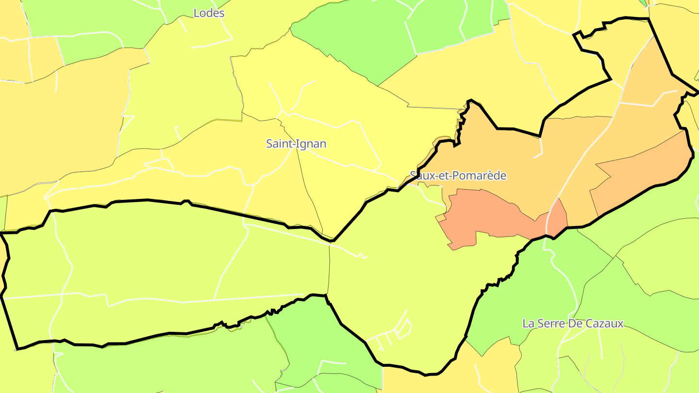 Carte des prix de l'immobilier Saux-et-Pomarède