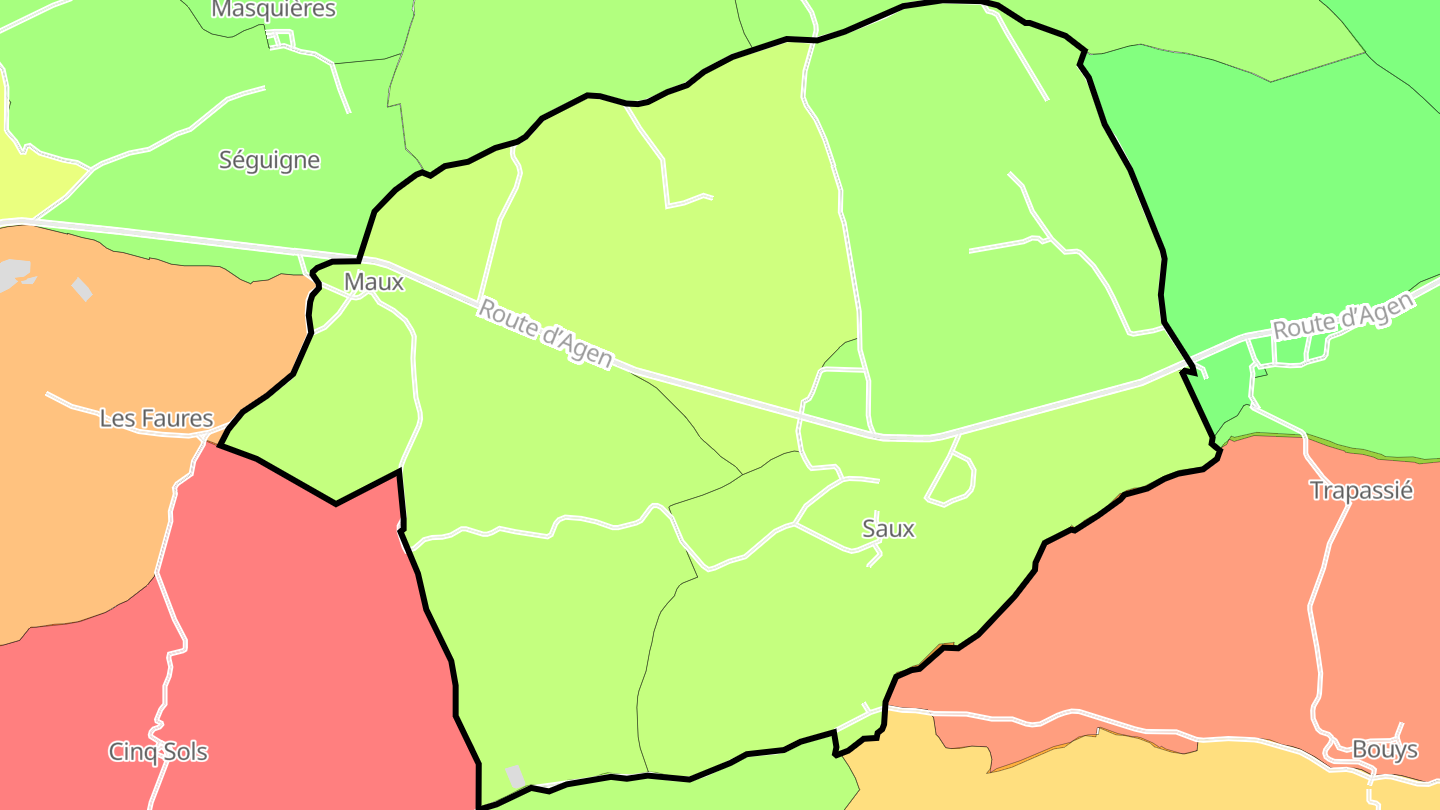 Carte des prix de l'immobilier Saux