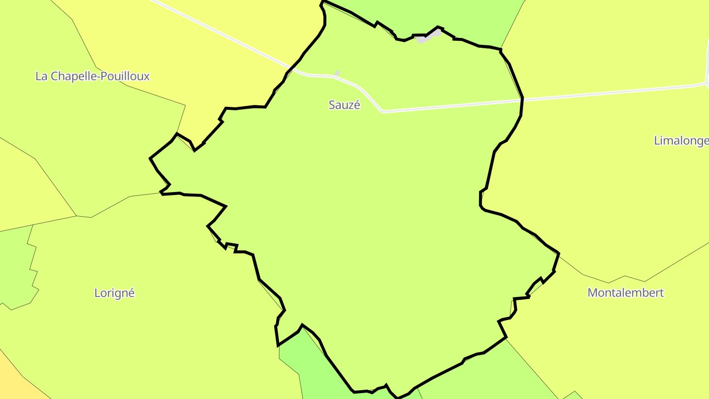 Carte des prix de l'immobilier Sauzé-Vaussais