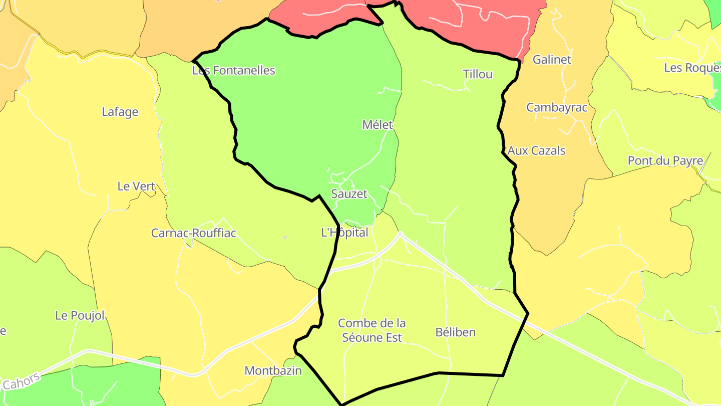 Carte des prix de l'immobilier Sauzet