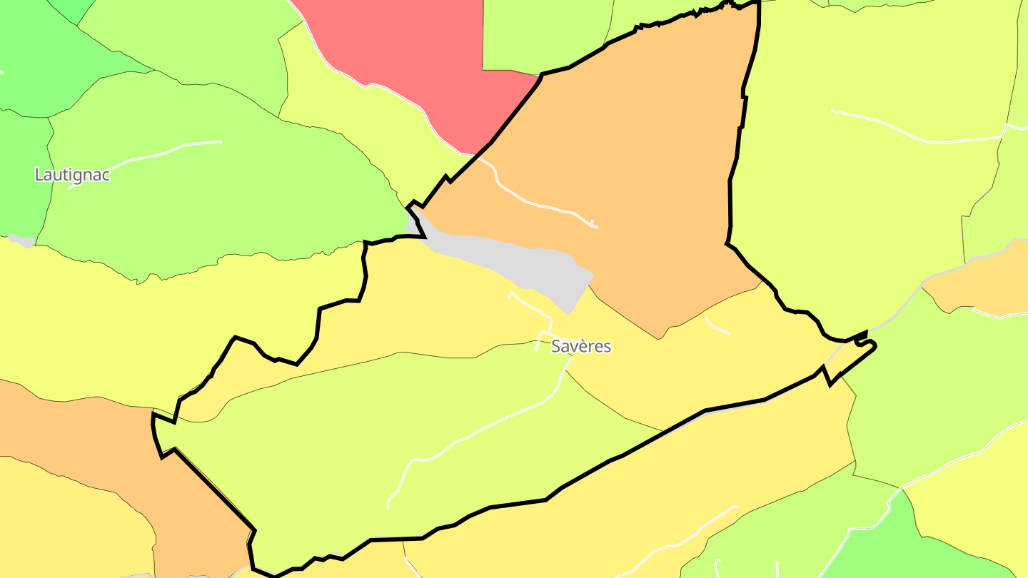 Carte des prix de l'immobilier Savères
