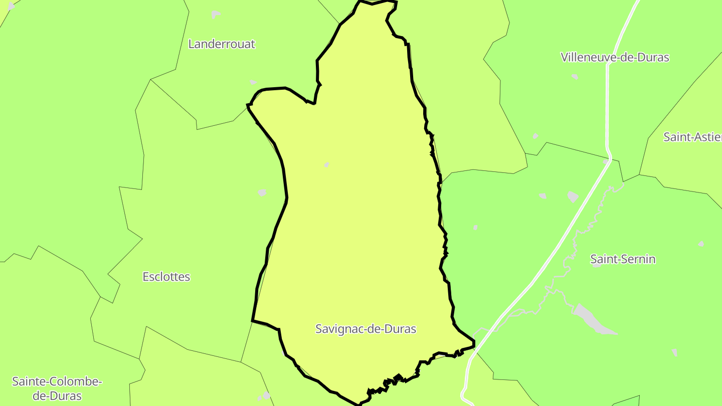 Carte des prix de l'immobilier Savignac-de-Duras