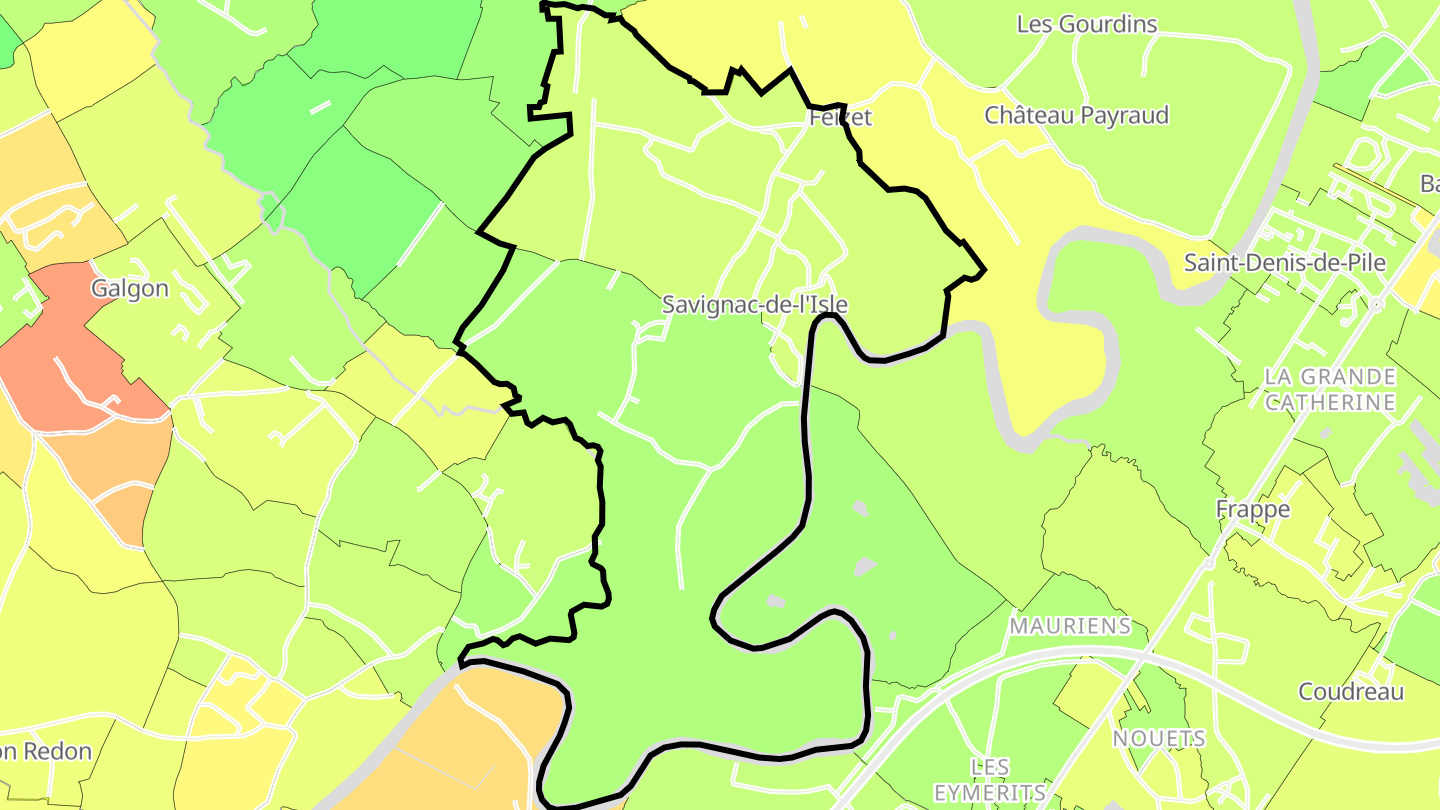 Carte des prix de l'immobilier Savignac-de-l'Isle