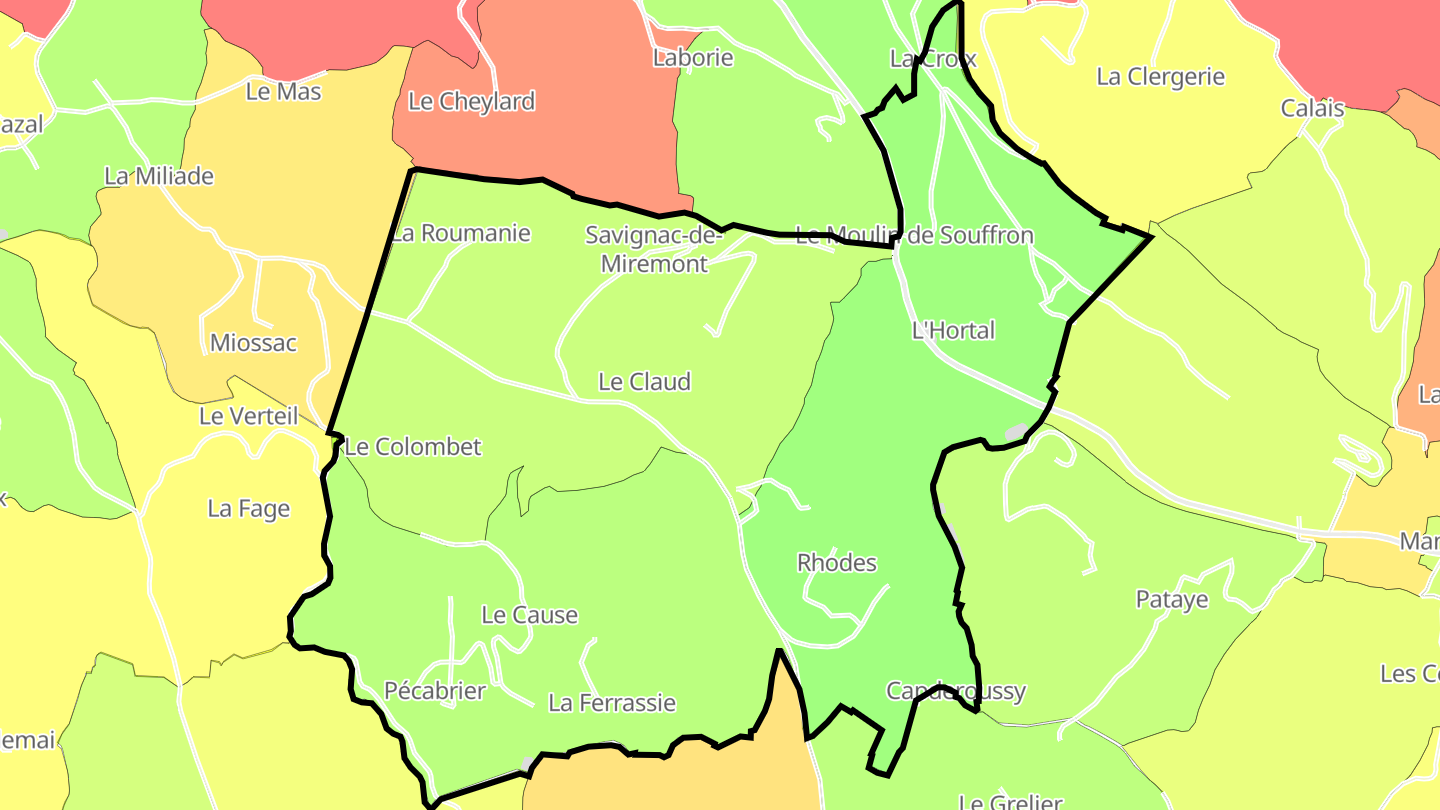 Carte des prix de l'immobilier Savignac-de-Miremont