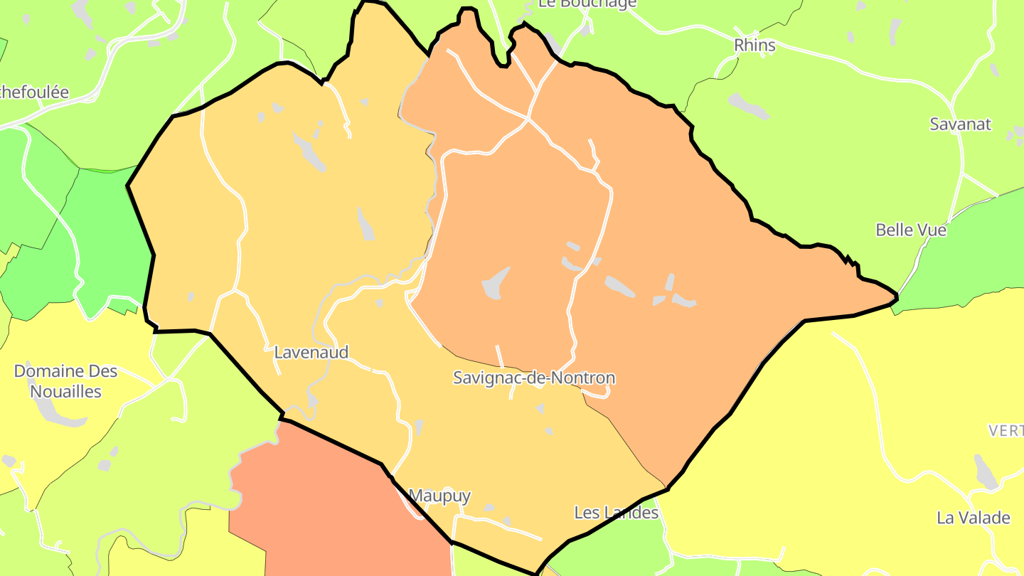 Carte des prix de l'immobilier Savignac-de-Nontron