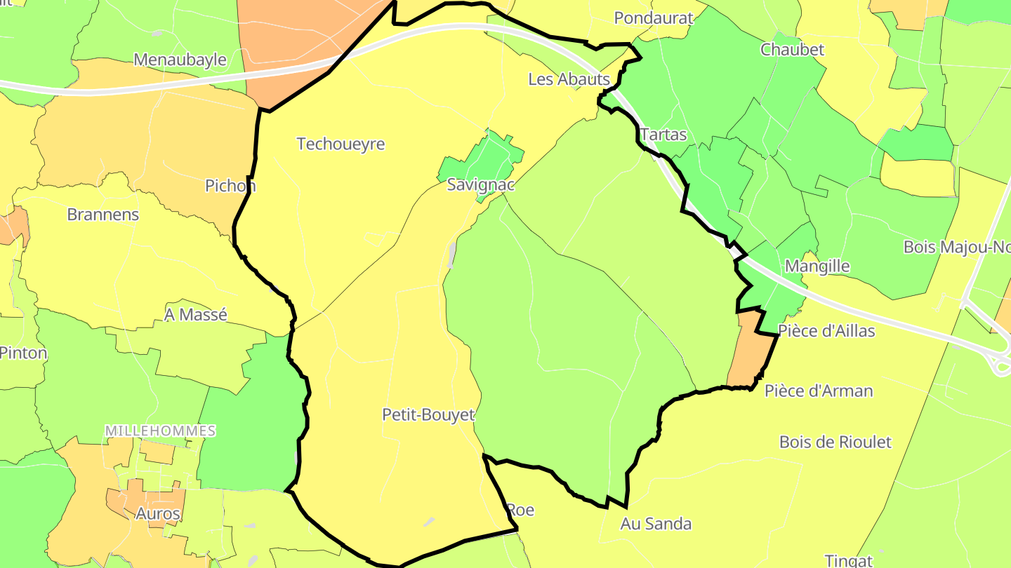 Carte des prix de l'immobilier Savignac
