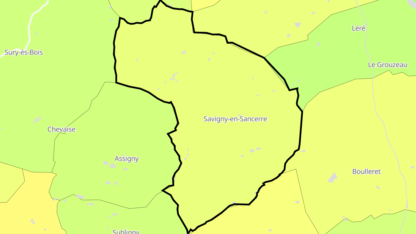 Carte des prix de l'immobilier Savigny-en-Sancerre
