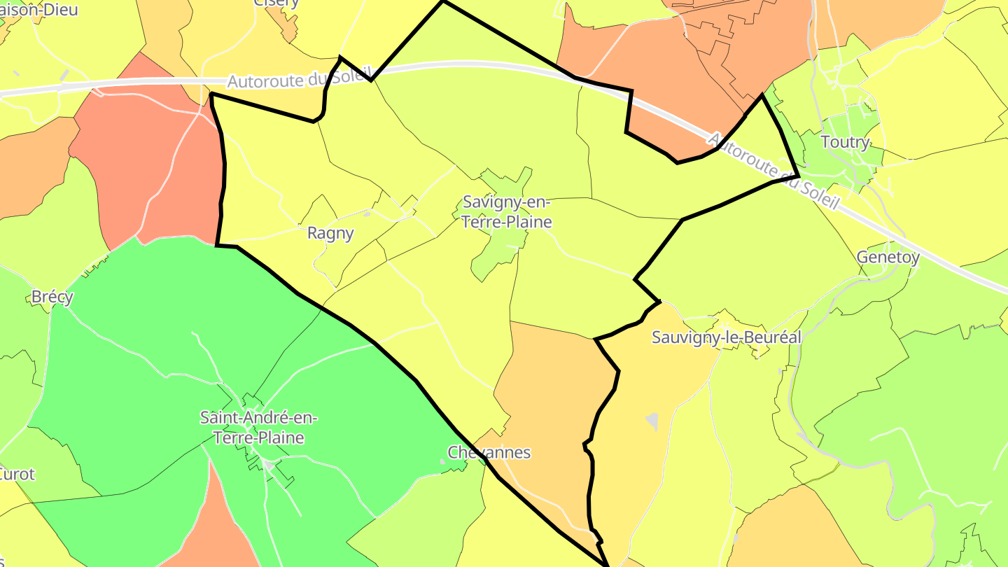 Carte des prix de l'immobilier Savigny-en-Terre-Plaine