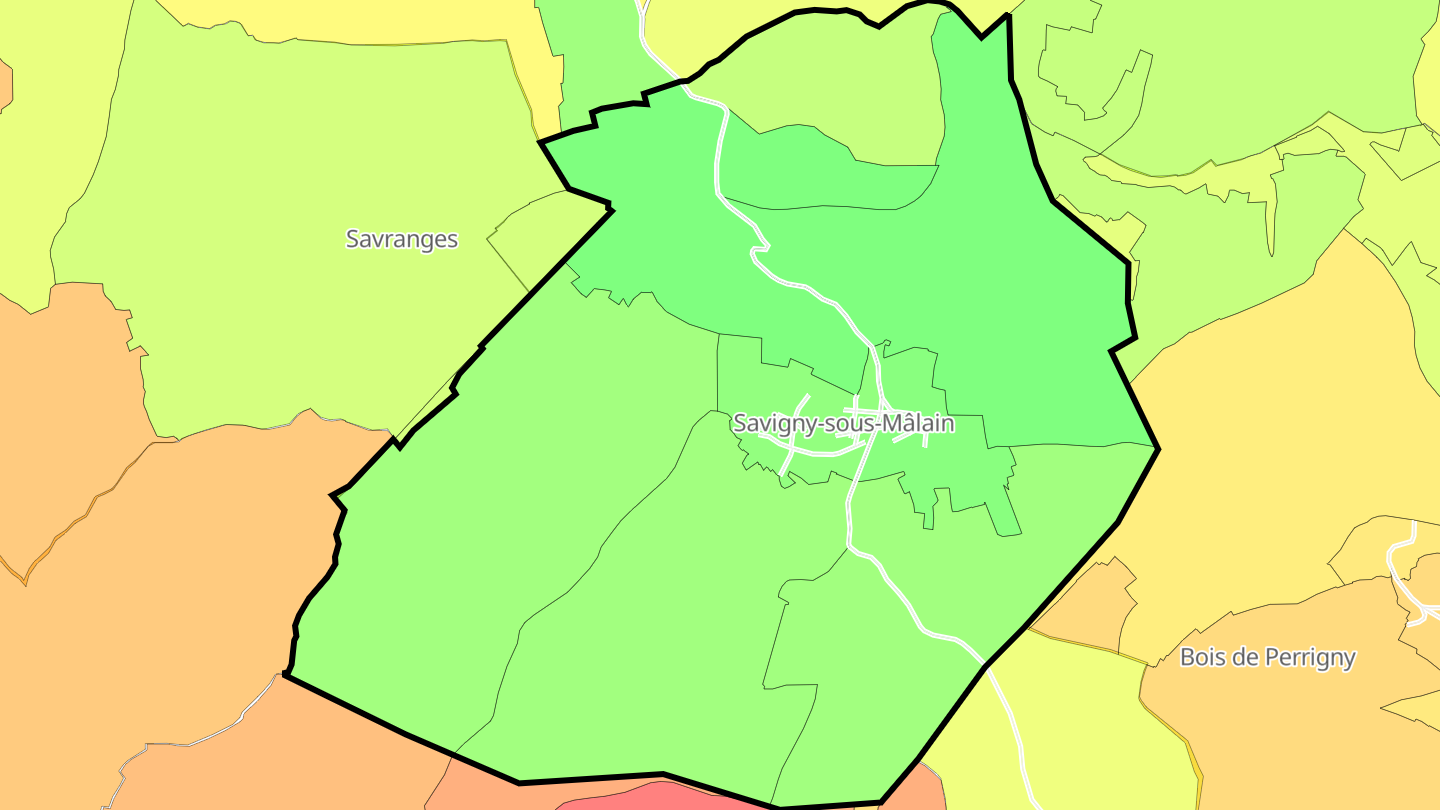 Carte des prix de l'immobilier Savigny-sous-Mâlain