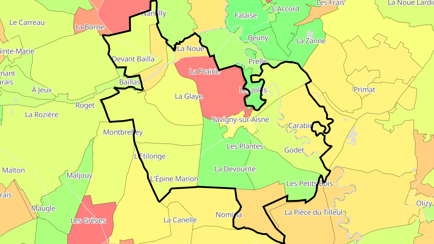 Carte des prix de l'immobilier Savigny-sur-Aisne