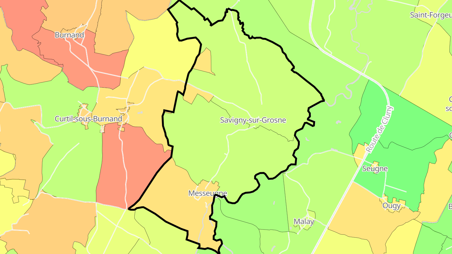 Carte des prix de l'immobilier Savigny-sur-Grosne