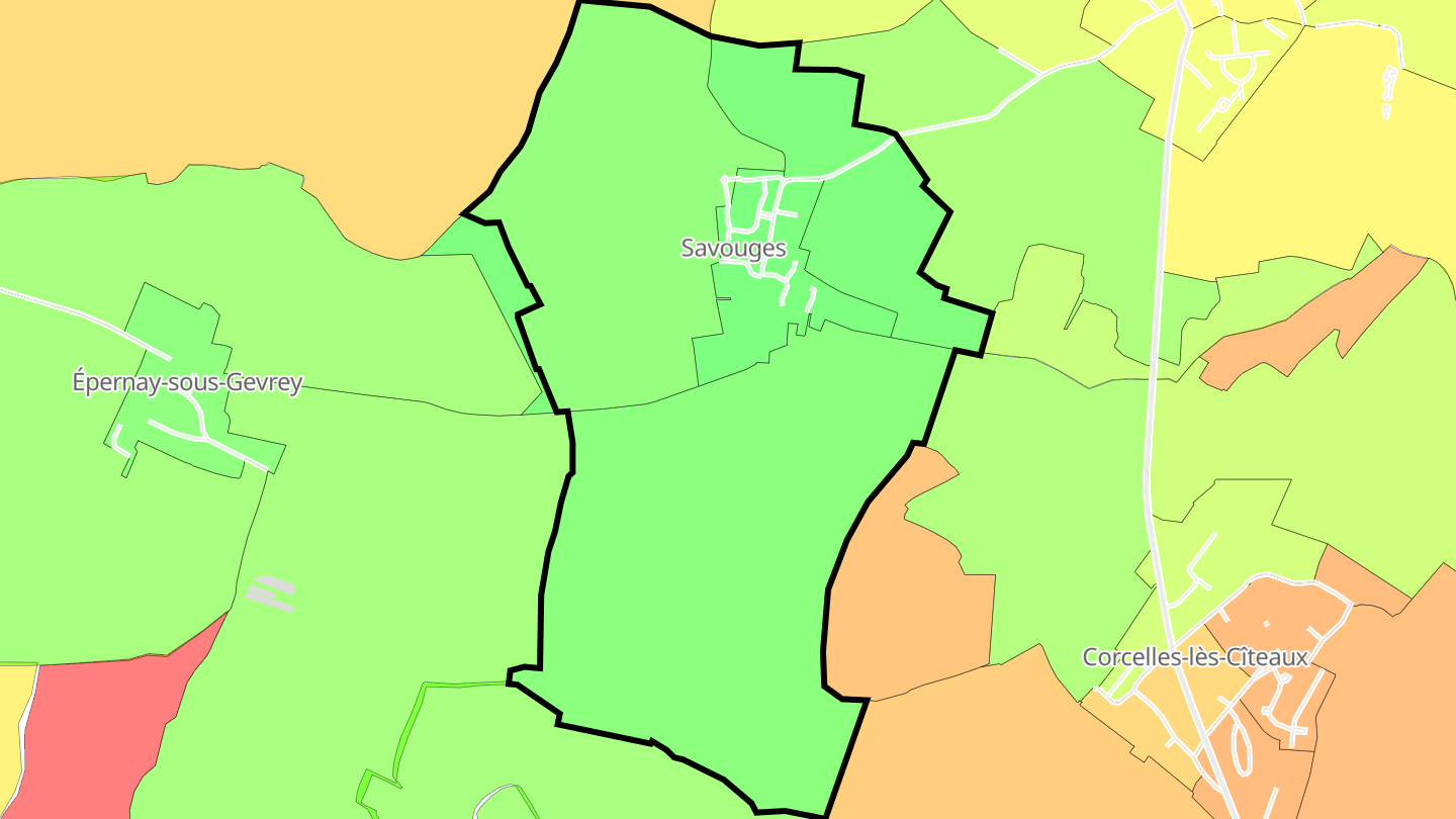 Carte des prix de l'immobilier Savouges