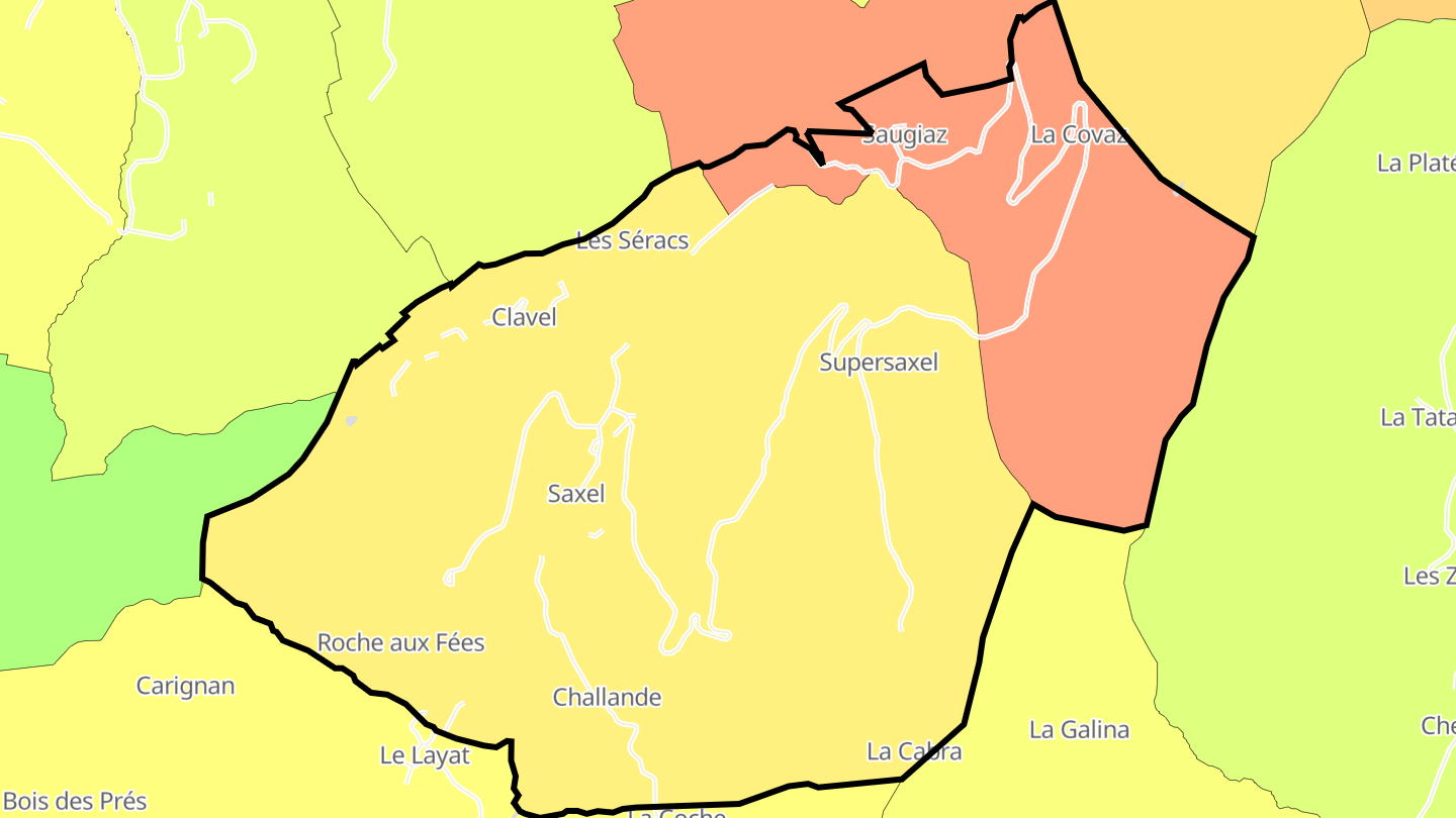 Carte des prix de l'immobilier Saxel