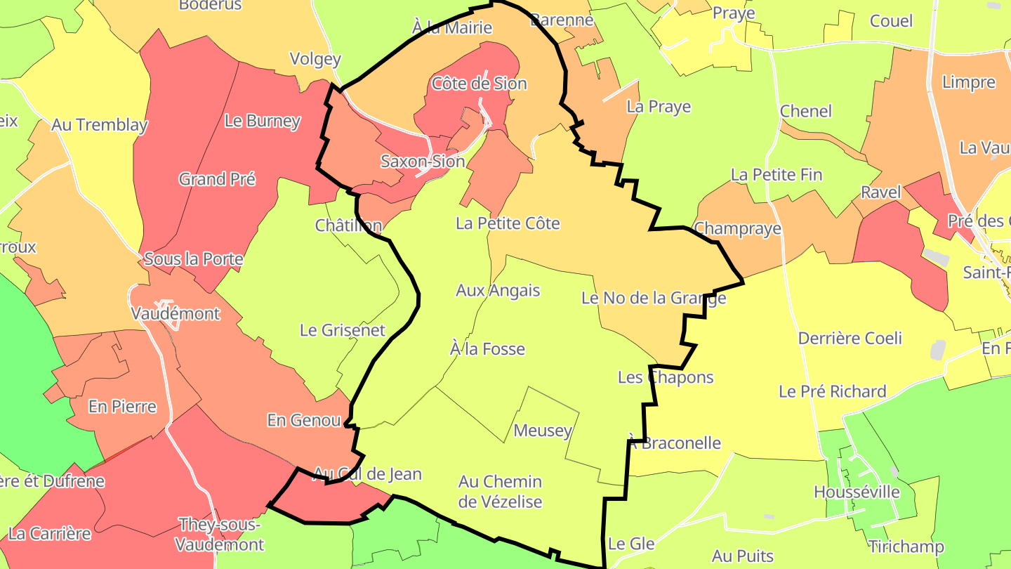 Carte des prix de l'immobilier Saxon-Sion