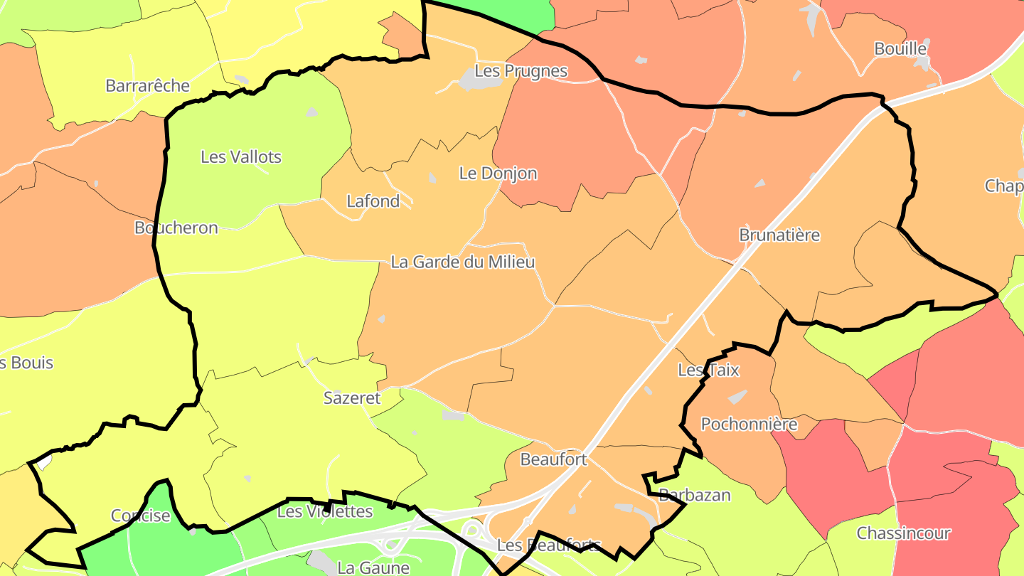 Carte des prix de l'immobilier Sazeret