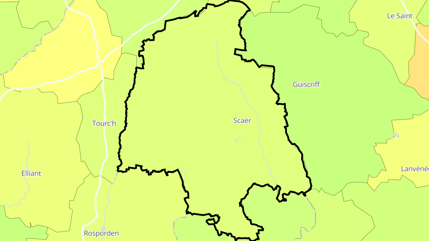 Carte des prix de l'immobilier Scaër