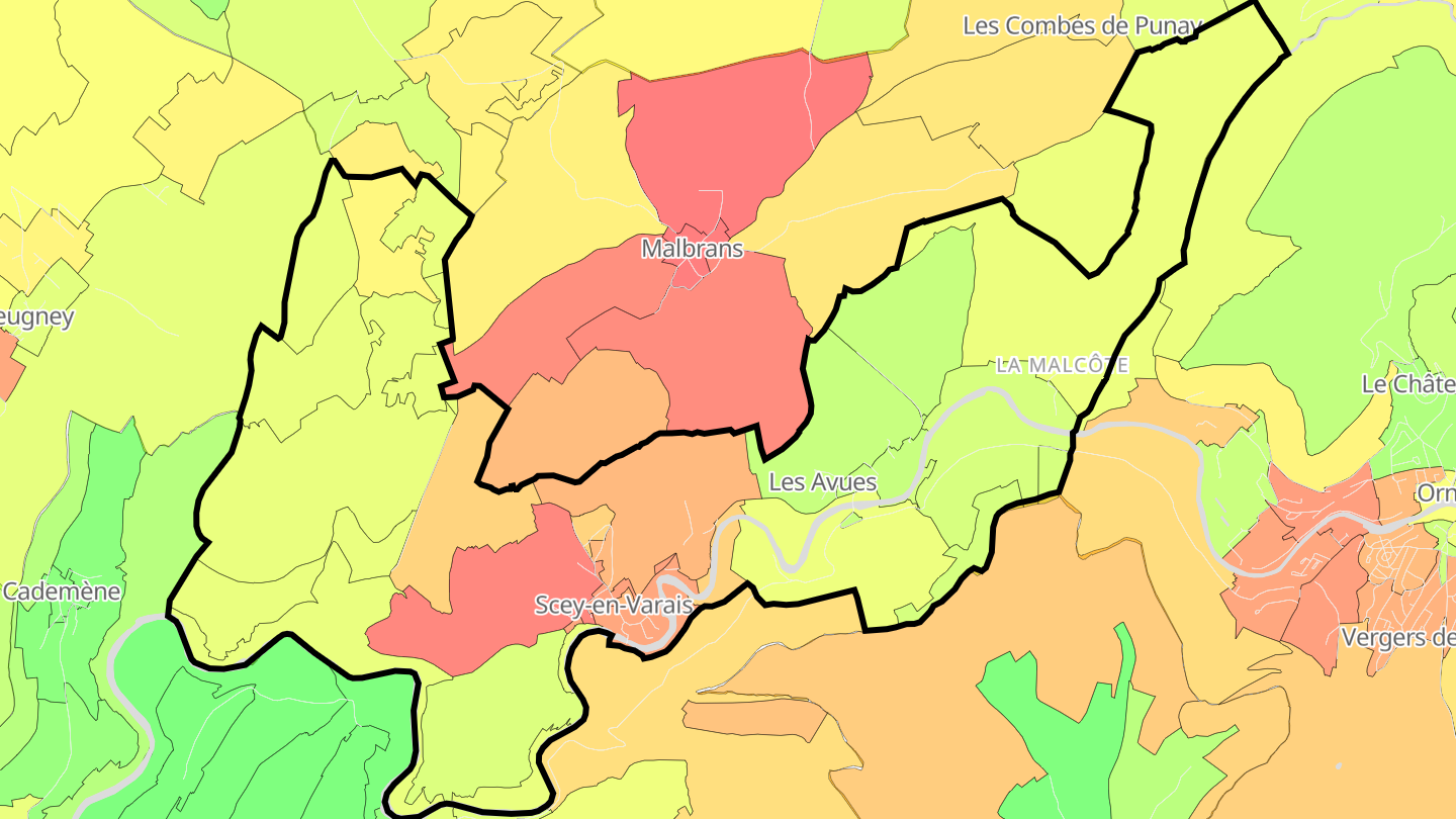 Carte des prix de l'immobilier Scey-Maisières