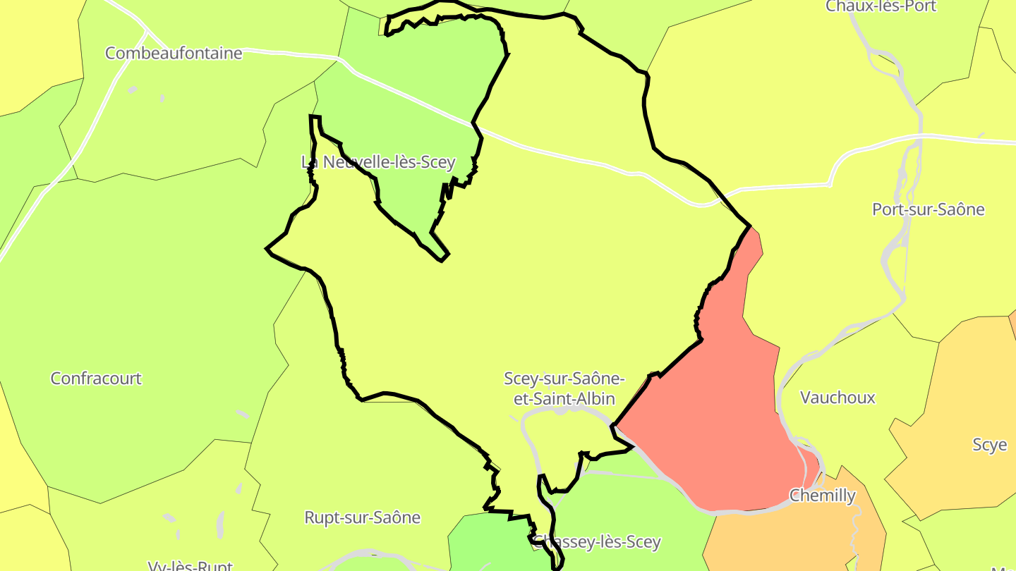 Carte des prix de l'immobilier Scey-sur-Saône-et-Saint-Albin