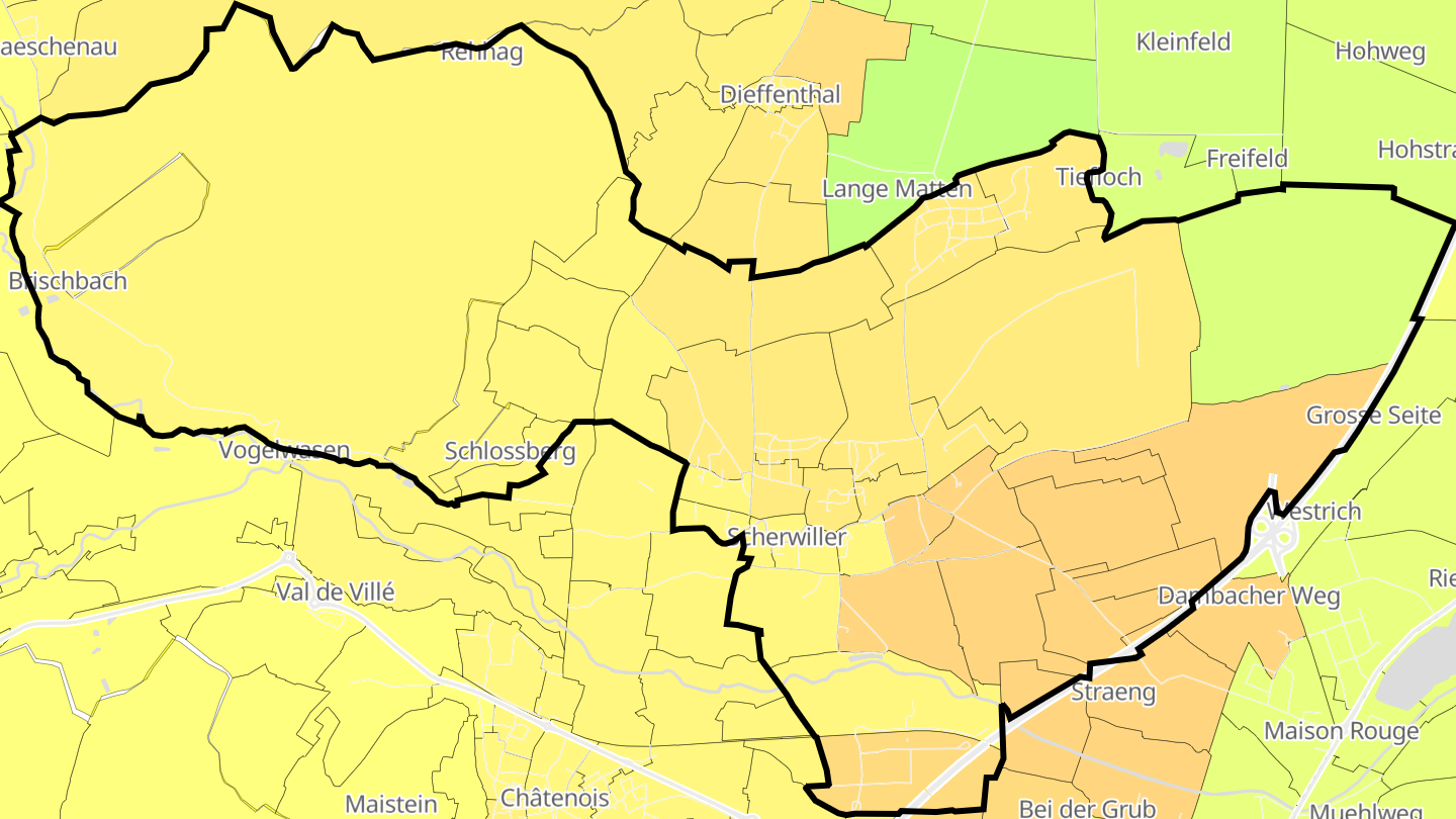 Carte des prix de l'immobilier Scherwiller