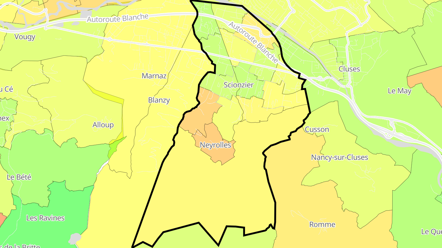 Carte des prix de l'immobilier Scionzier