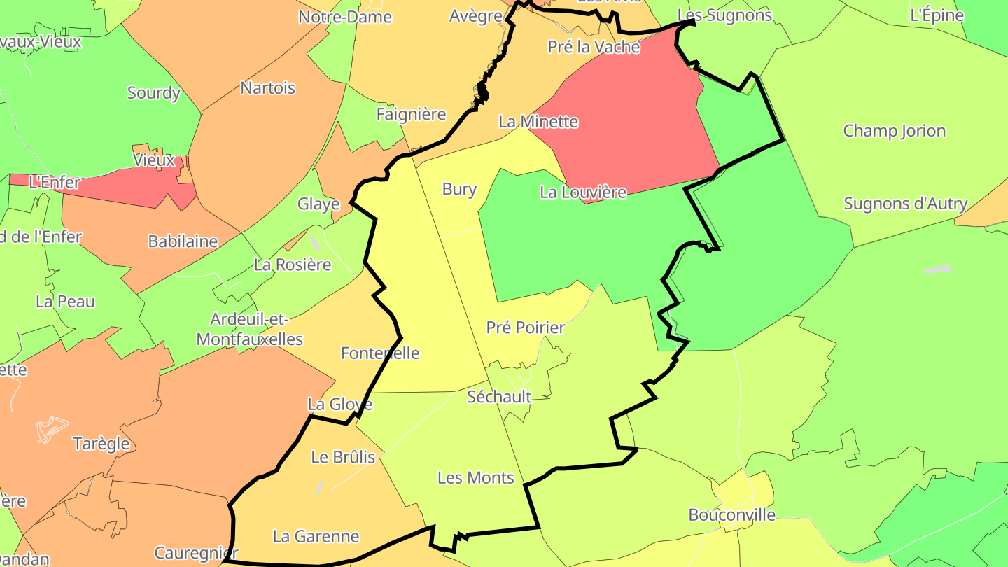 Carte des prix de l'immobilier Séchault