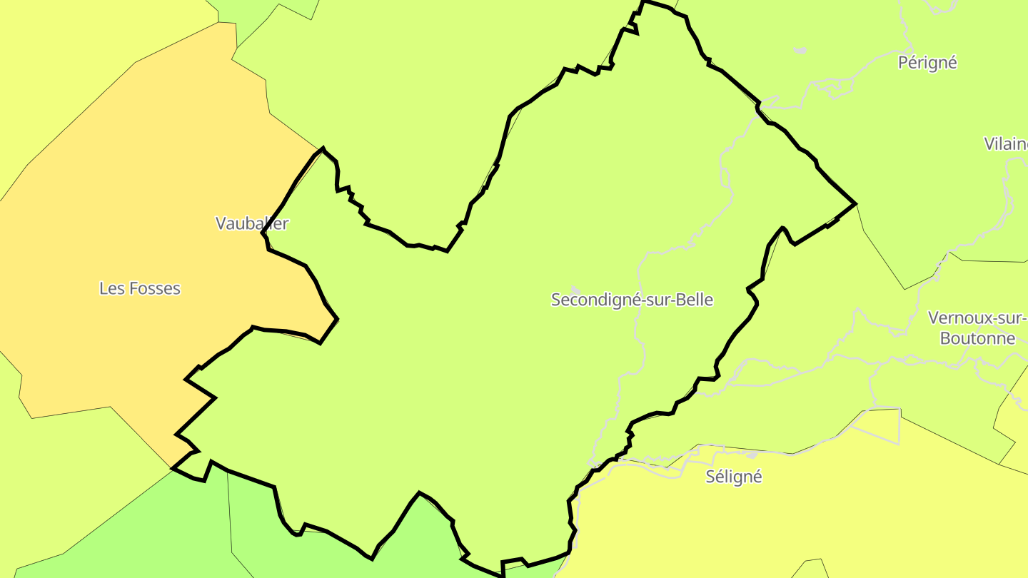 Carte des prix de l'immobilier Secondigné-sur-Belle