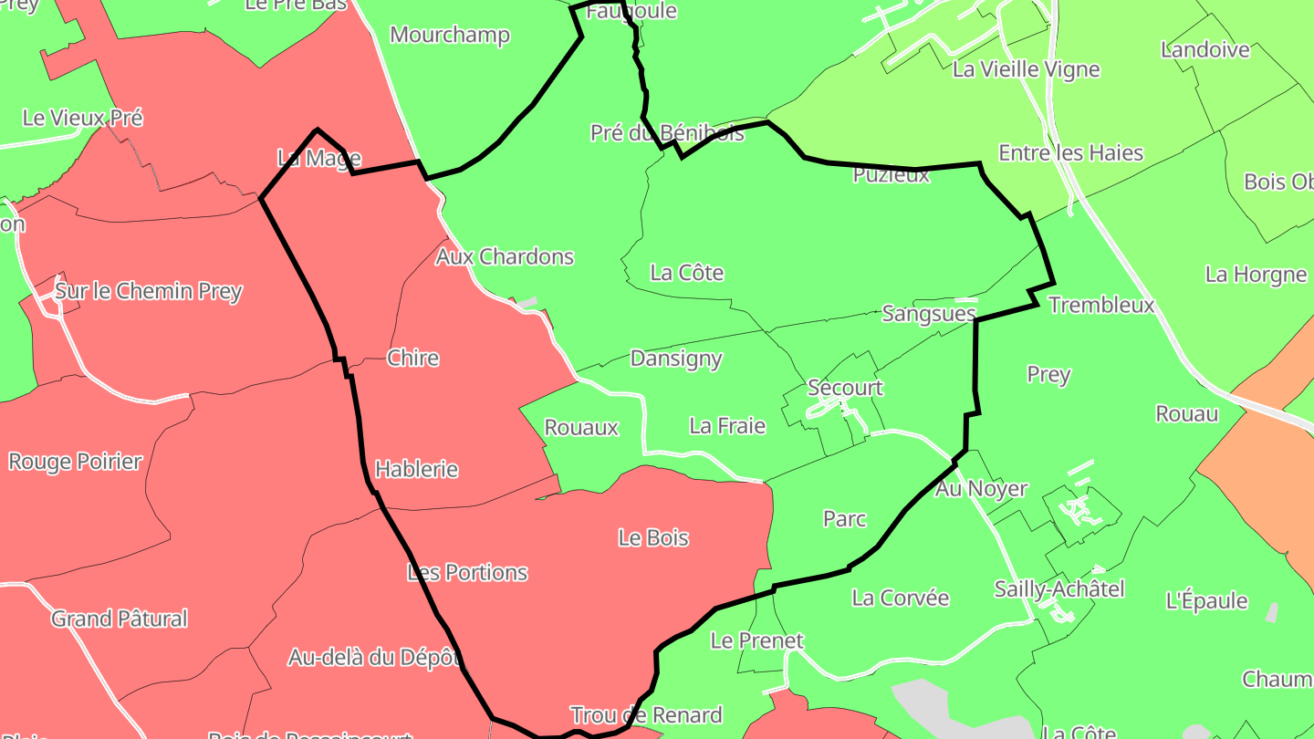 Carte des prix de l'immobilier Secourt