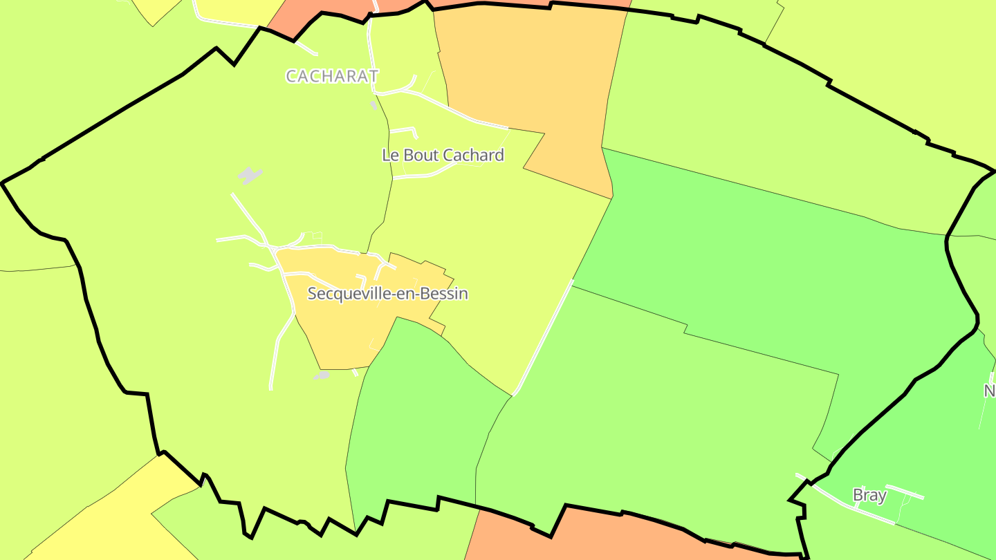 Carte des prix de l'immobilier Secqueville-en-Bessin