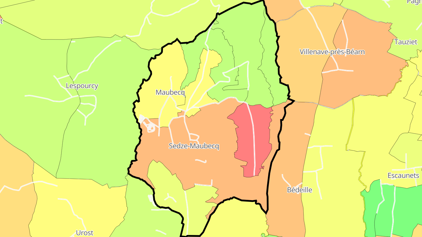 Carte des prix de l'immobilier Sedze-Maubecq