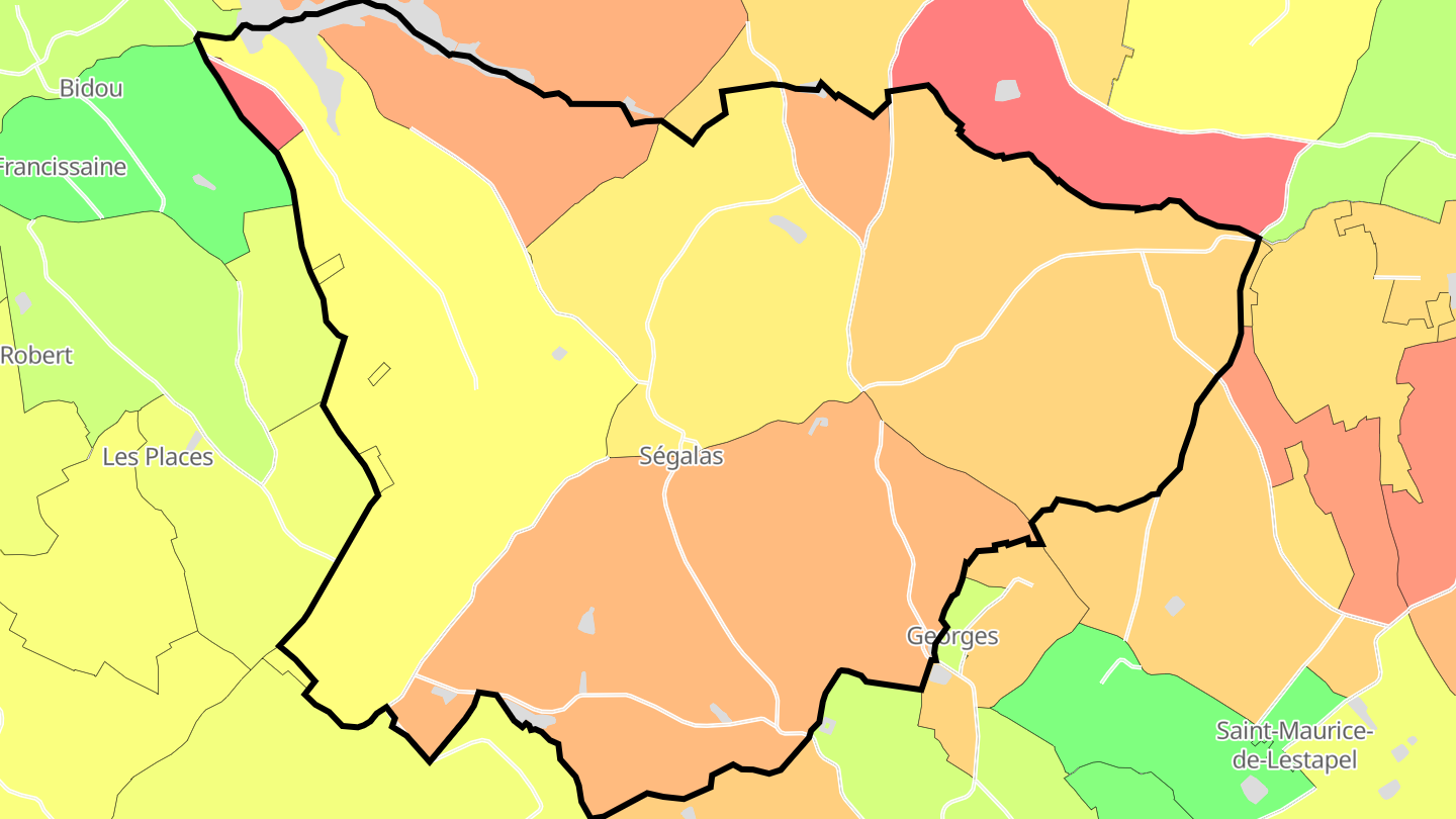 Carte des prix de l'immobilier Ségalas