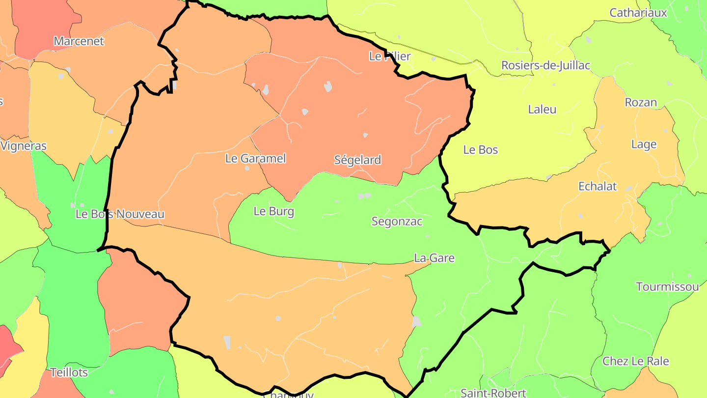 Carte des prix de l'immobilier Segonzac