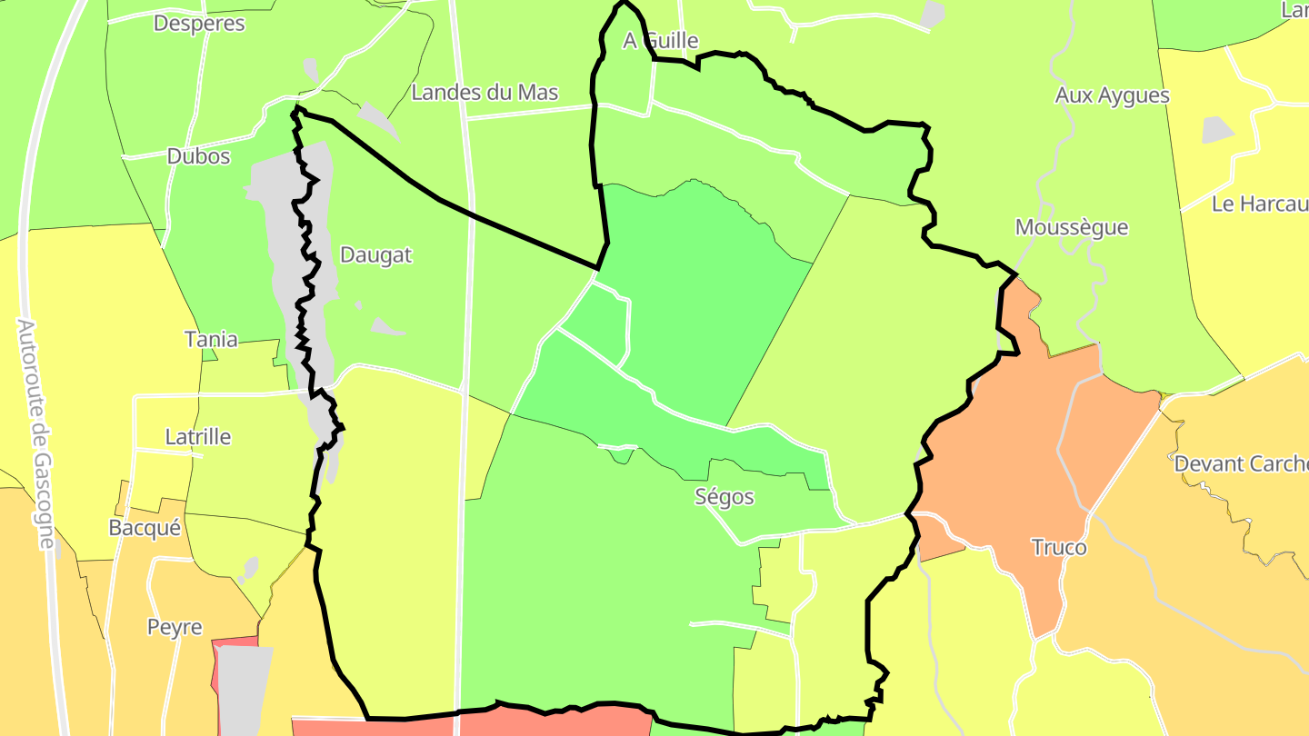 Carte des prix de l'immobilier Ségos
