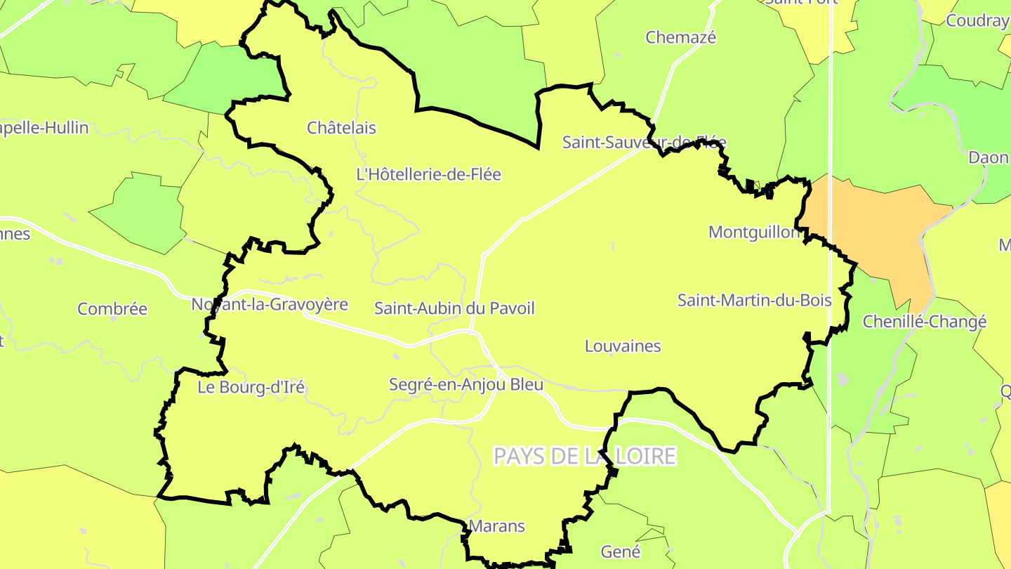 Carte des prix de l'immobilier Segré-en-Anjou Bleu