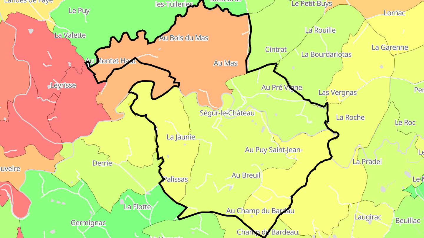 Carte des prix de l'immobilier Ségur-le-Château