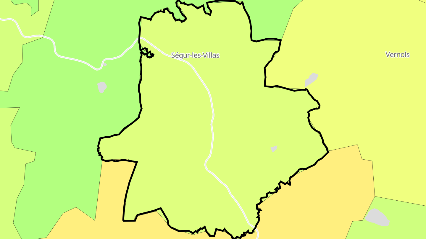 Carte des prix de l'immobilier Ségur-les-Villas