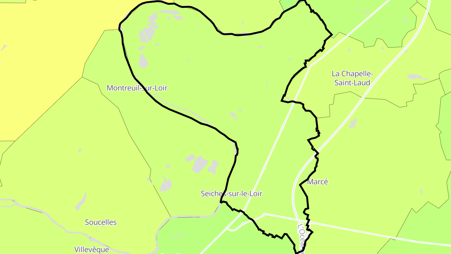 Carte des prix de l'immobilier Seiches-sur-le-Loir