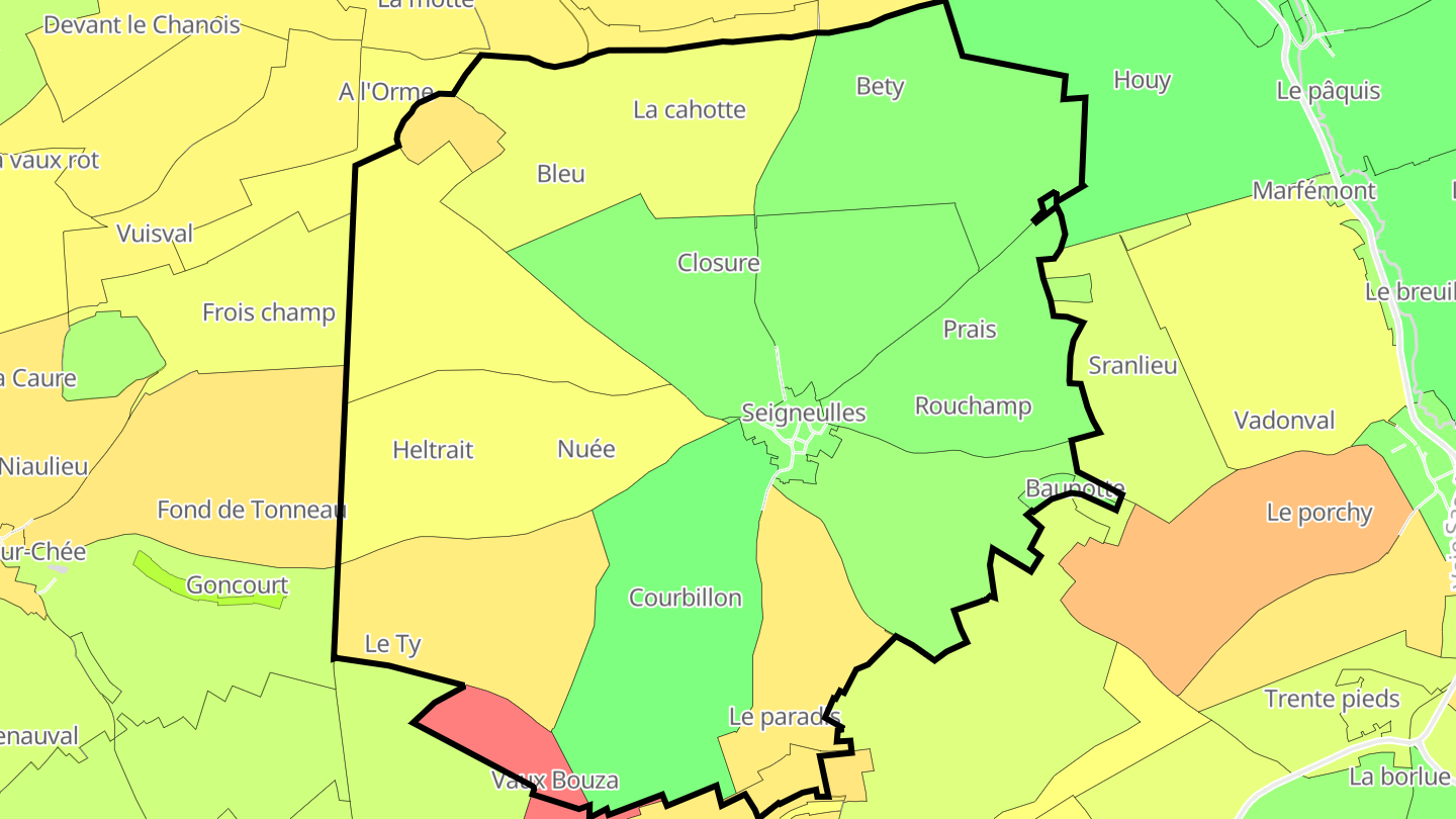 Carte des prix de l'immobilier Seigneulles
