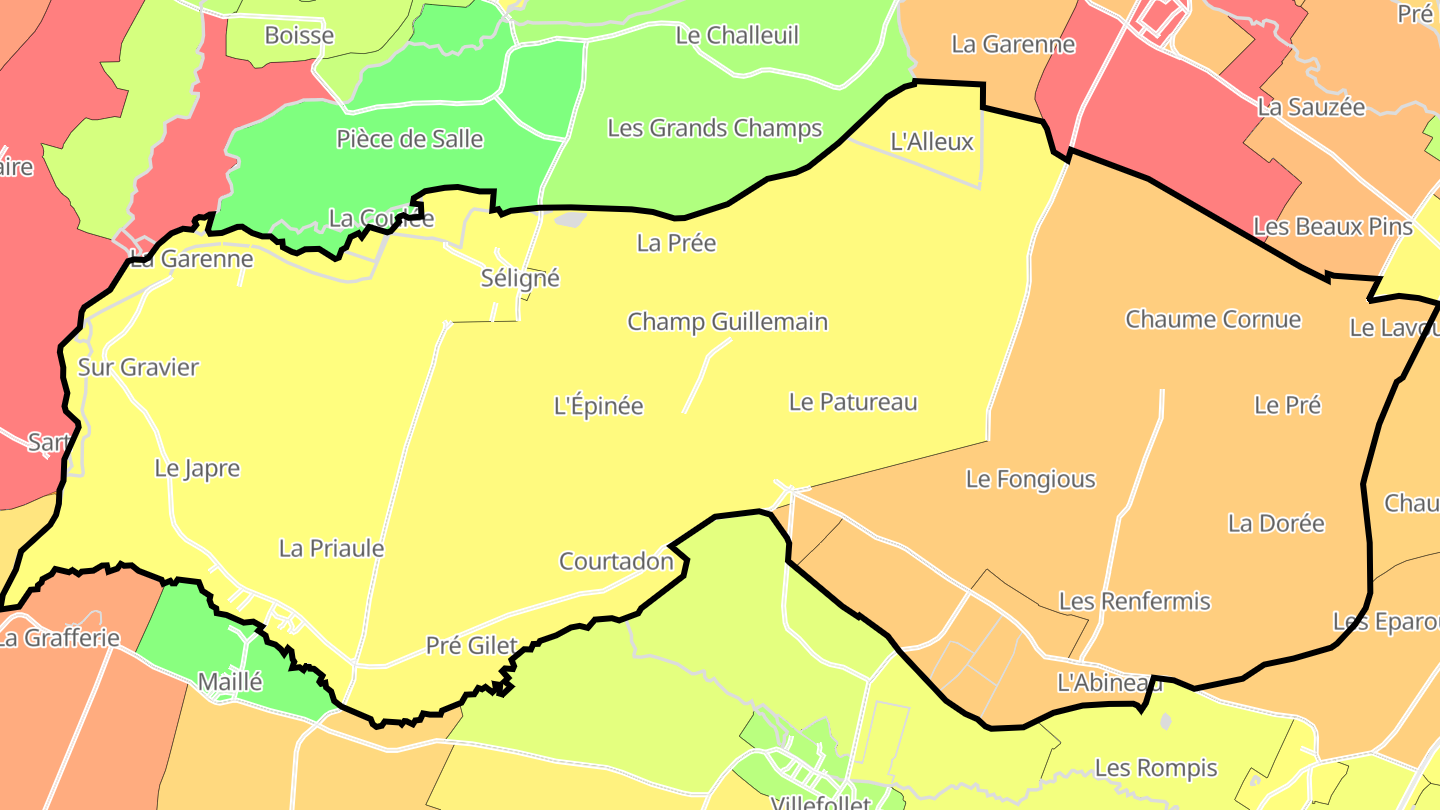 Carte des prix de l'immobilier Séligné