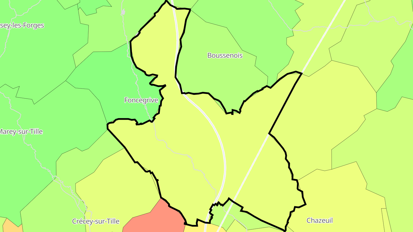 Carte des prix de l'immobilier Selongey