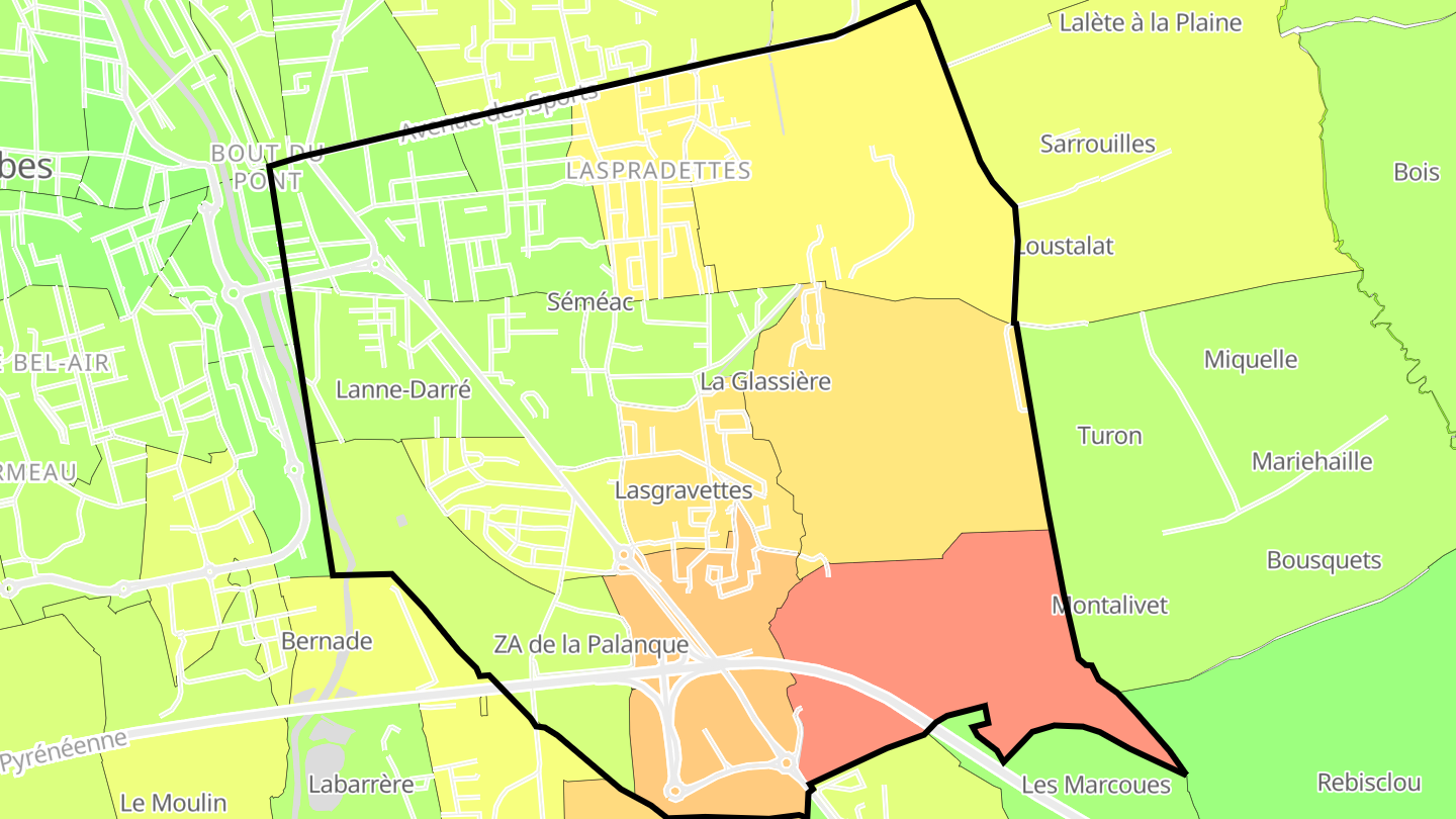 Carte des prix de l'immobilier Séméac