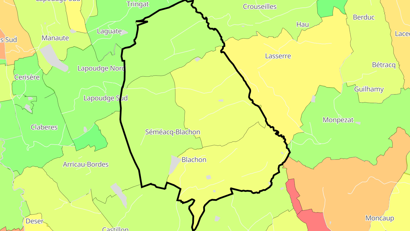 Carte des prix de l'immobilier Séméacq-Blachon