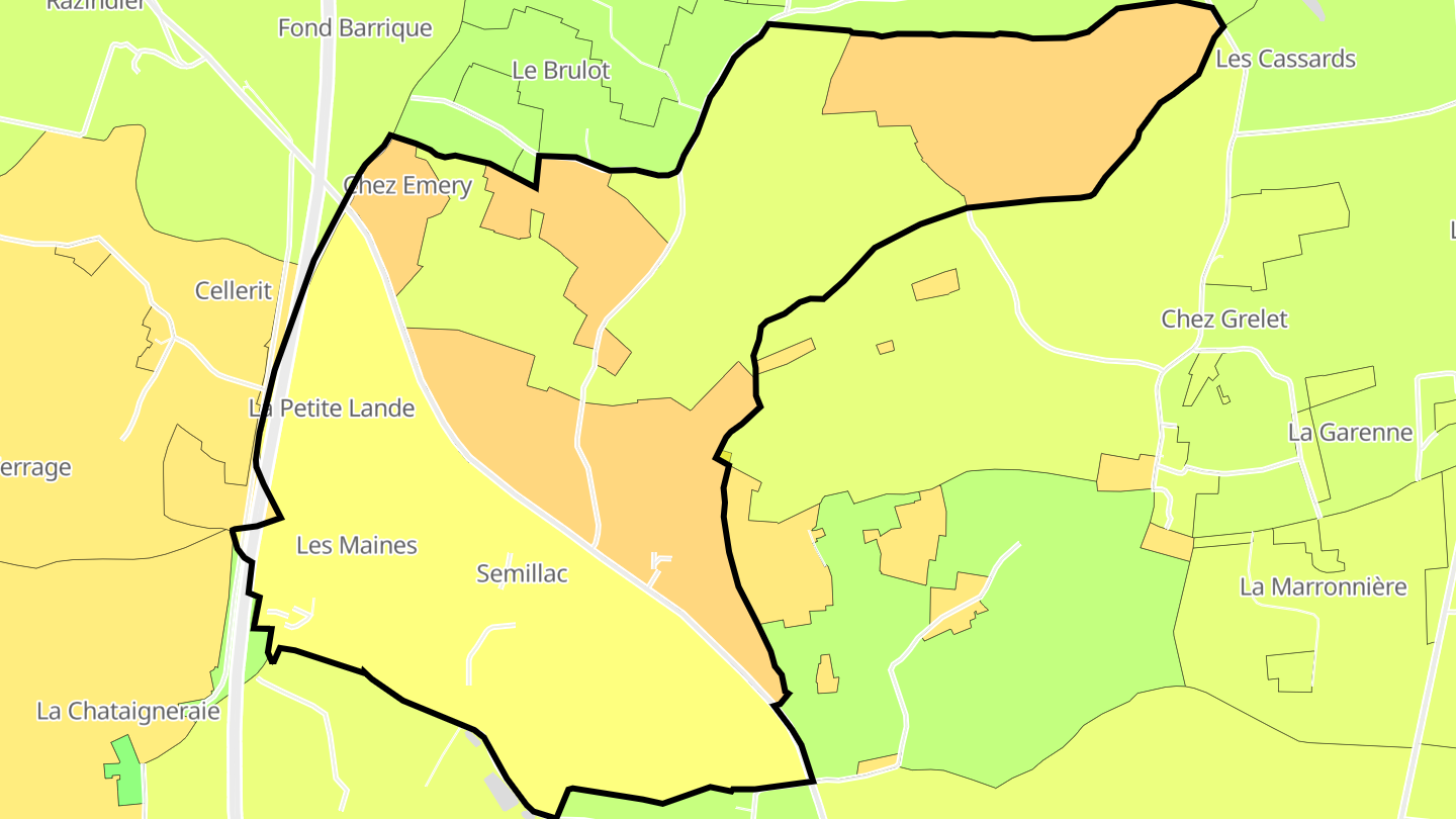 Carte des prix de l'immobilier Semillac