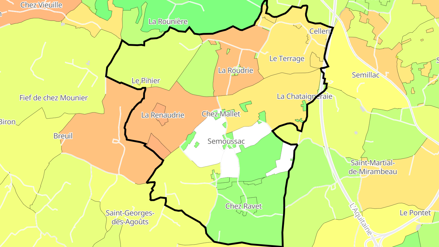 Carte des prix de l'immobilier Semoussac