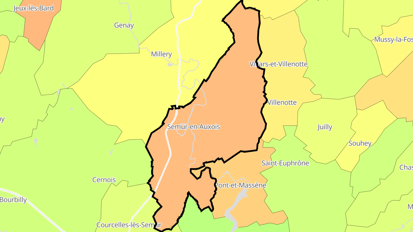 Carte des prix de l'immobilier Semur-en-Auxois