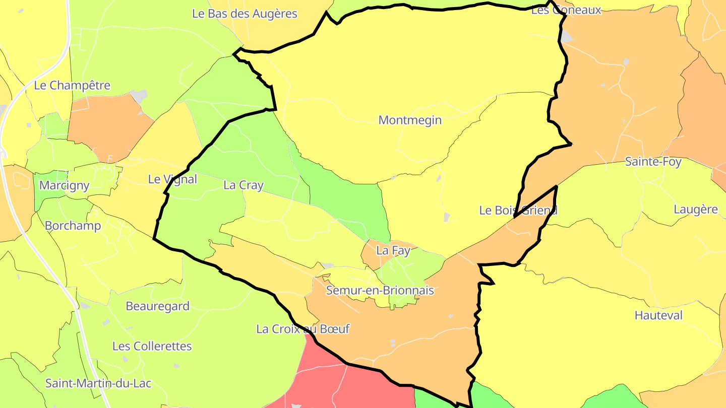 Carte des prix de l'immobilier Semur-en-Brionnais