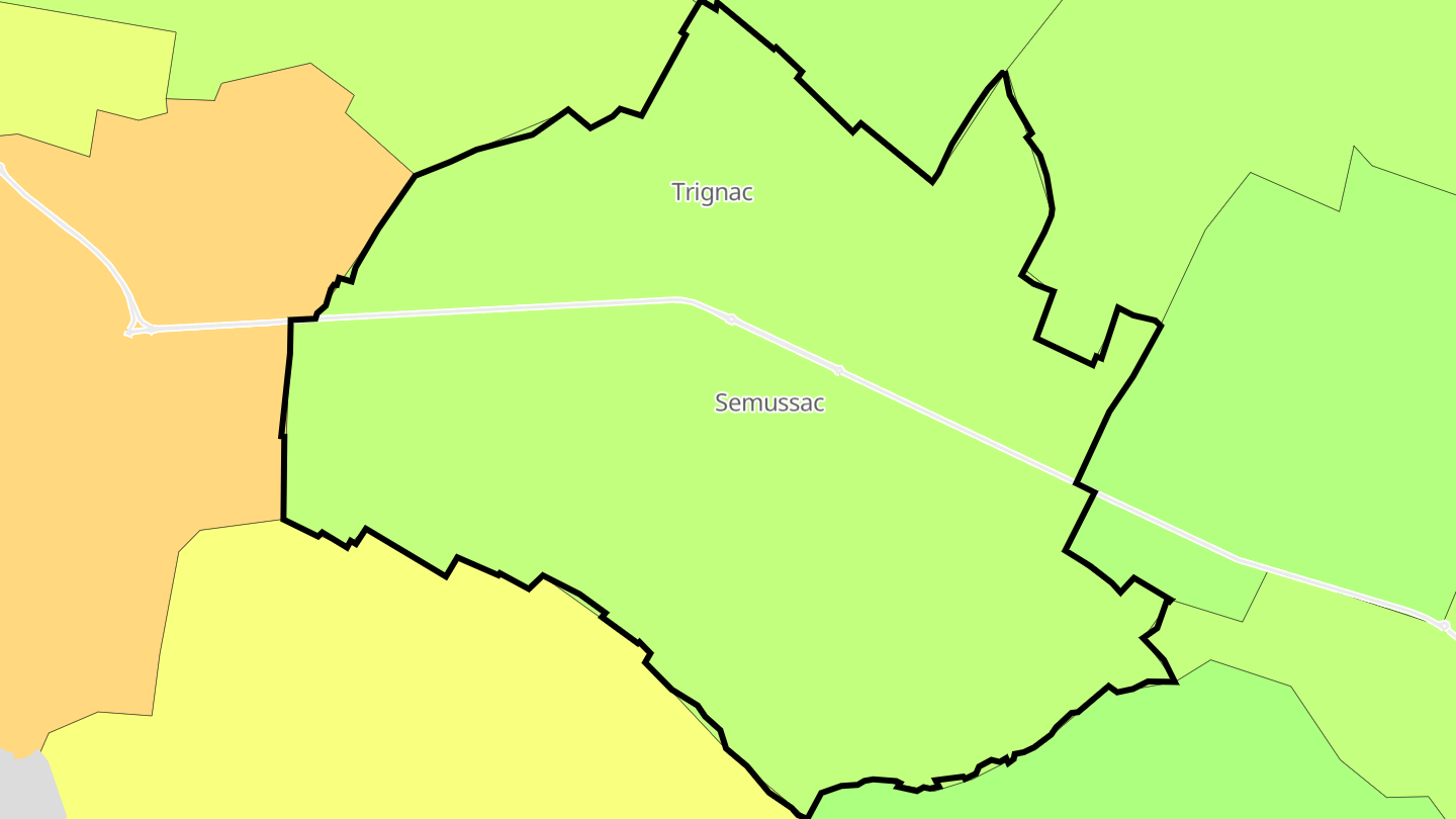 Carte des prix de l'immobilier Semussac