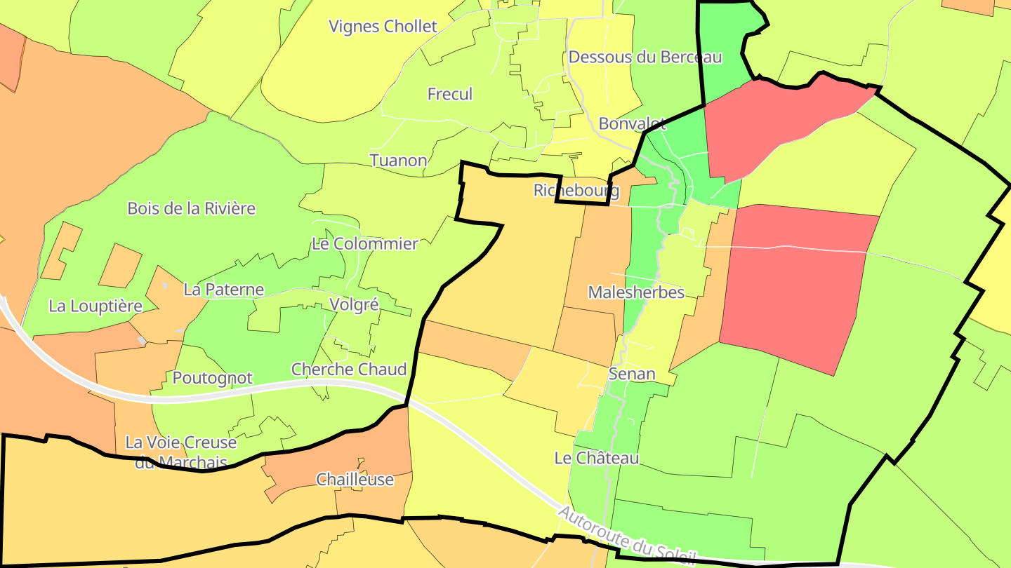 Carte des prix de l'immobilier Senan