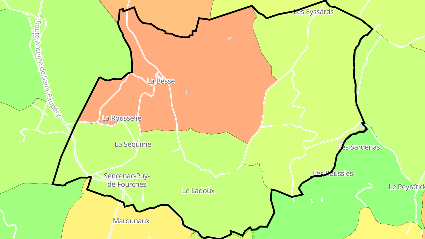 Carte des prix de l'immobilier Sencenac-Puy-de-Fourches