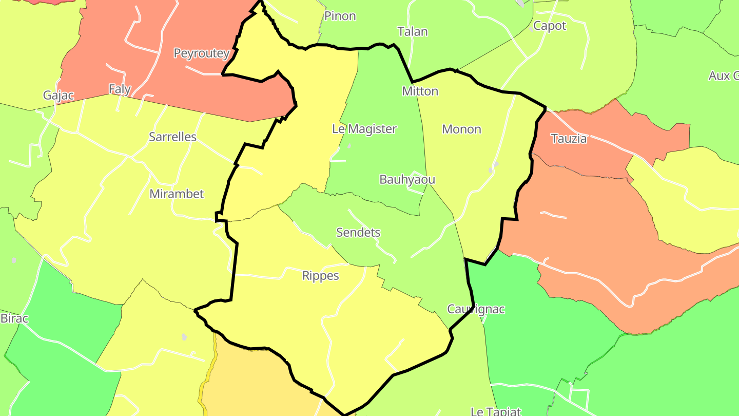 Carte des prix de l'immobilier Sendets
